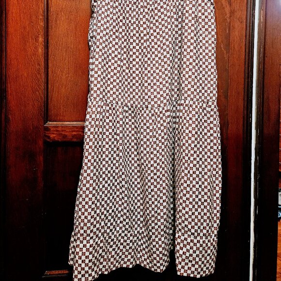 A&F Tiered Red Checkered Midi Dress - Picture 2 of 5